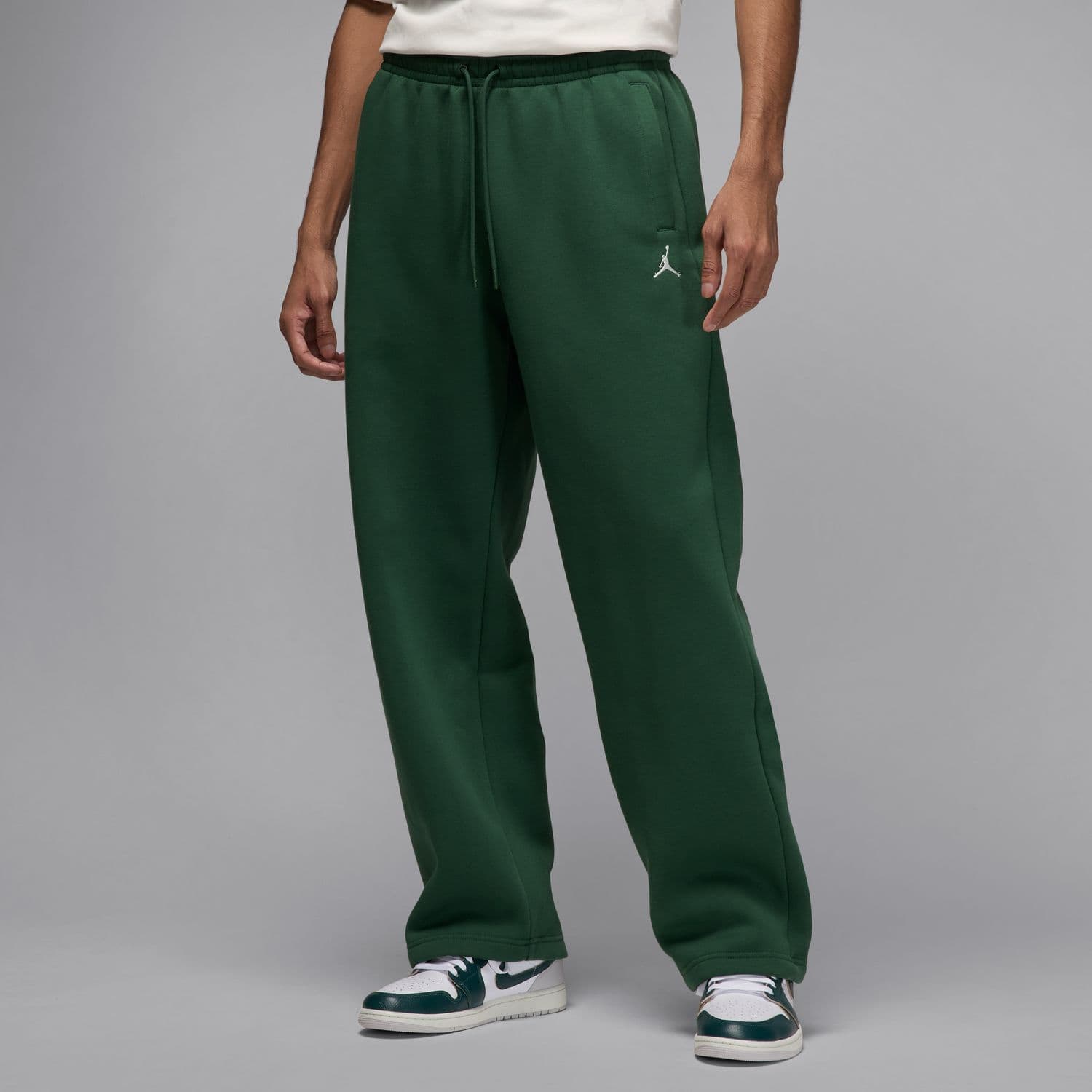 Jordan Brooklyn Fleece Oversized Open-Hem Pants Fir