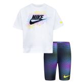 Nike Girls AOP Bike Shorts 2pc Set Black - Schwarz - set