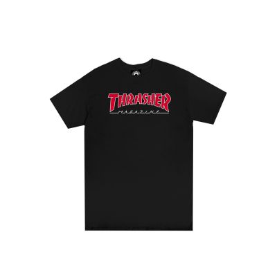 Thrasher Skate Mag Outlined Logo Short Sleeve Tee - Schwarz - Kurzärmeliges T-shirt
