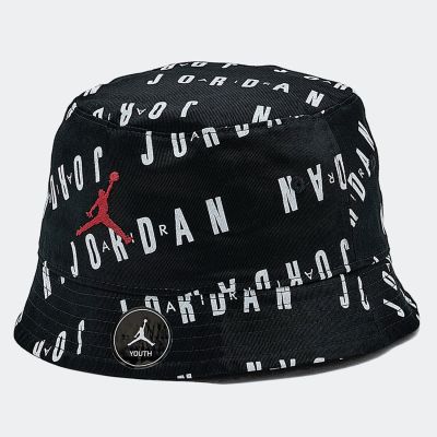 Jordan Youth AOP Bucket Cap Black/White - Schwarz - Hut