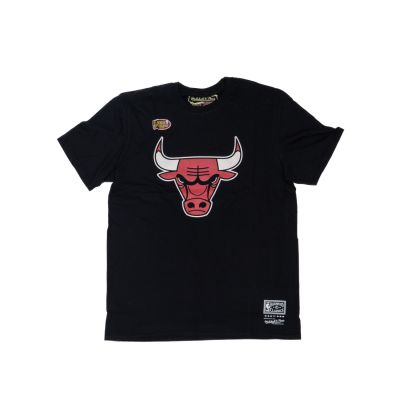 Mitchell & Ness Worn Logo / Wordmark Tee Chicago Bulls - Schwarz - Kurzärmeliges T-shirt